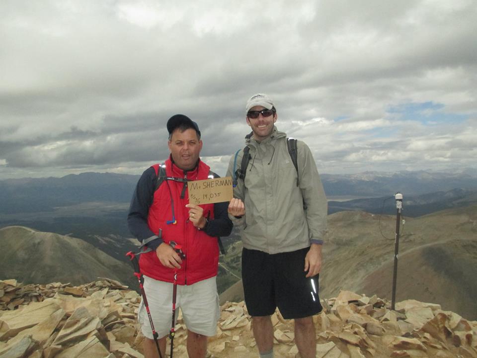 Brad Rinehart and Charles Koller atop Mt. Sherman.  The annual climb was organized by John Olson and Colorado Climbers for Epilepsy Awareness.  